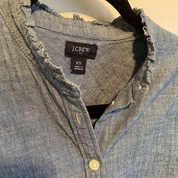 J. Crew Factory Ruffle Neck Button Up - Picture 3 of 3